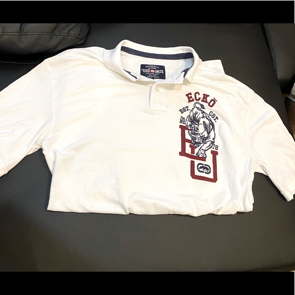 ECKO UNLTD WHITE POLO EMBROIDERED